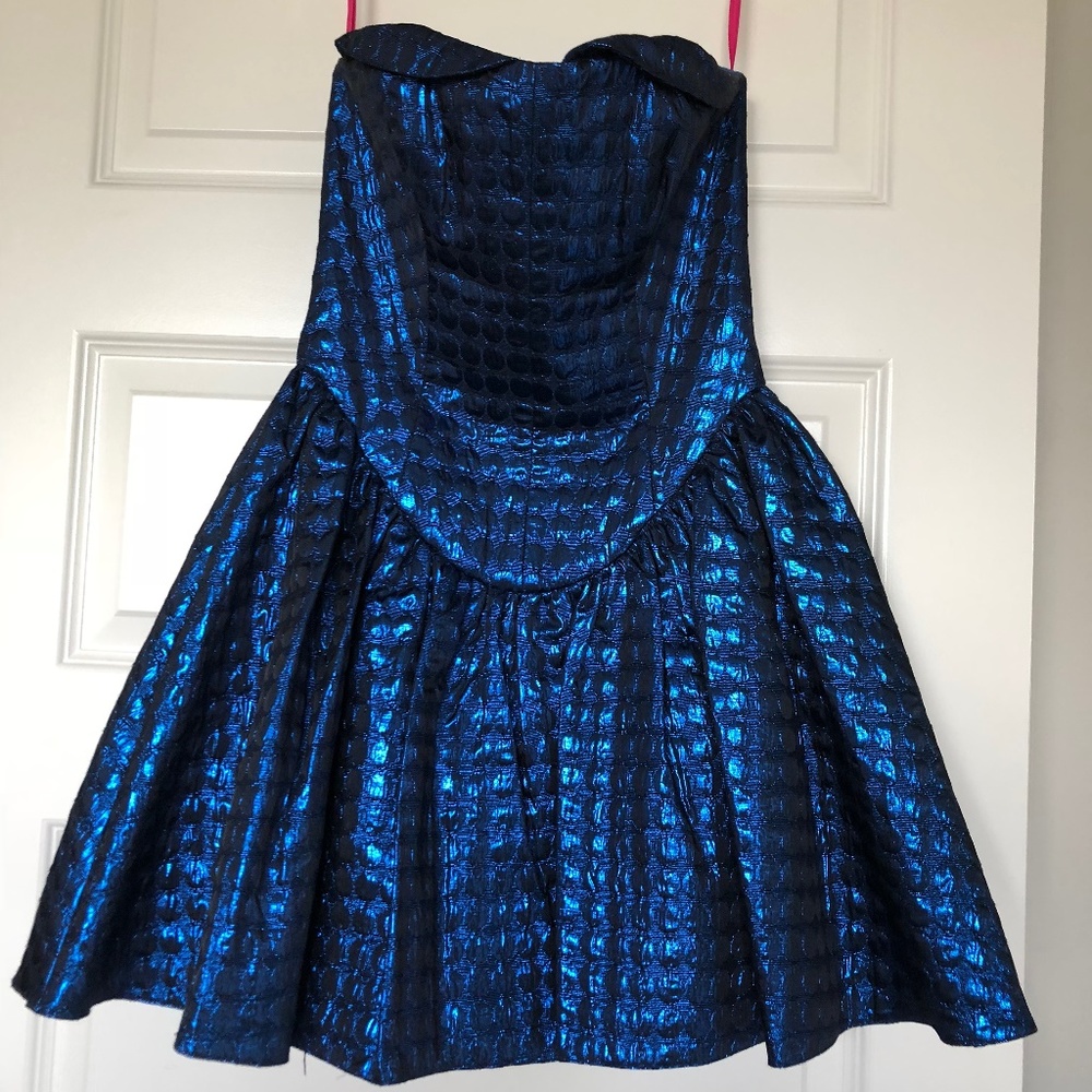 Betsey Johnson Metallic Blue Cocktail Dress